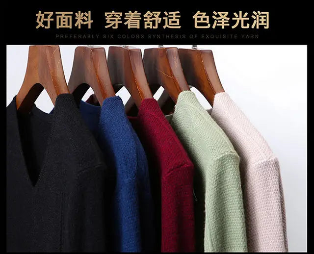 Autumn Winter New Men V-neck Pullover Sweaters Plaid Casual Korean Clothing Tees Fashion Slim Long Sleeve Bottoming Knitted Tops