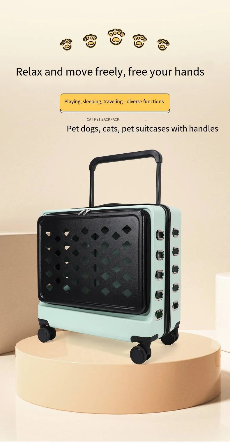 2026 Pet Trolley Luggage Portable Pet Outing Bag Transparent Space Cabin Pet Cart Handheld Cat Bag