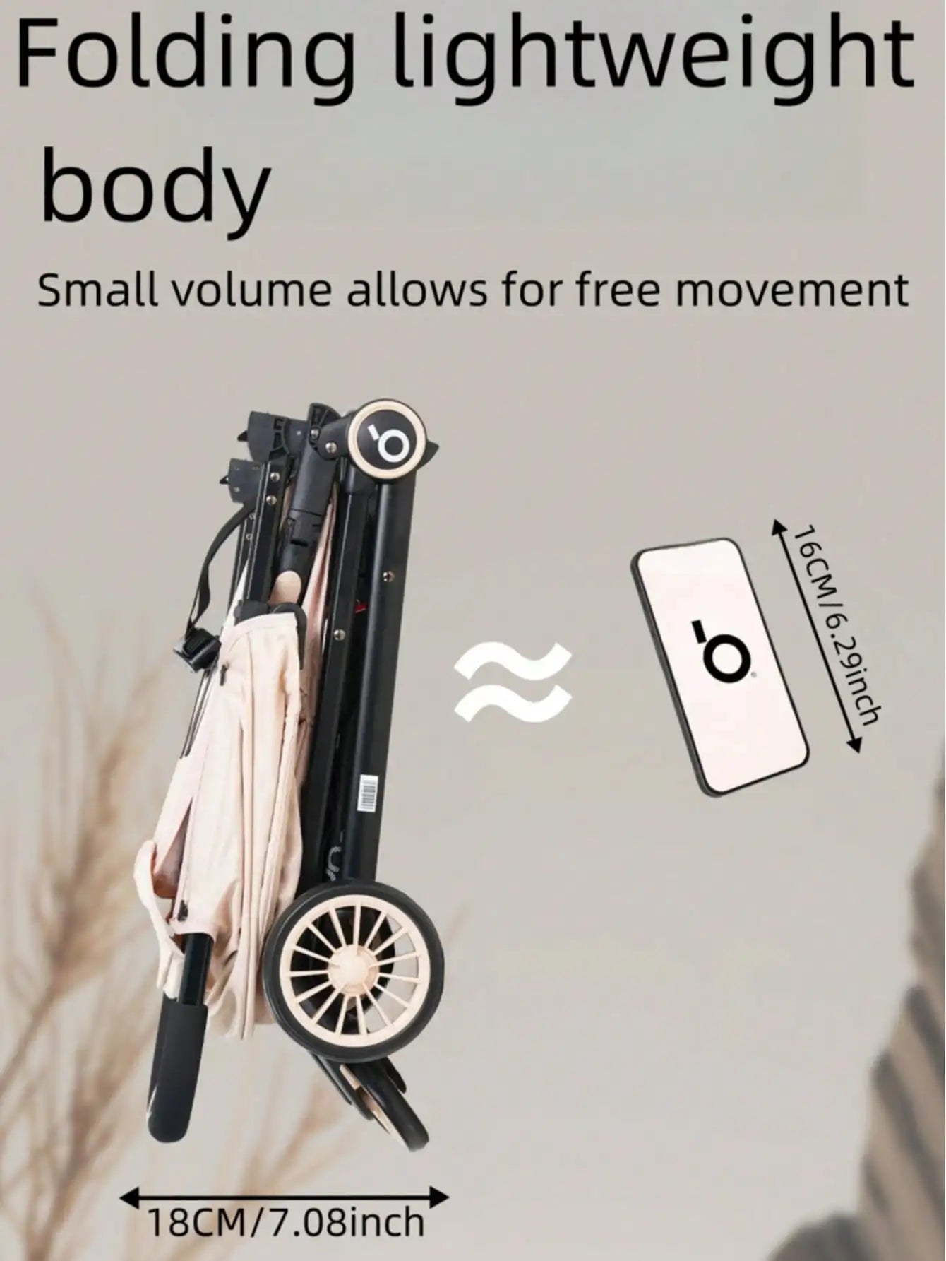 1 Black Lightweight Baby Stroller Weighs Only 4.7kg Convenient for Airplanes, Trains and Cars, Suitable for Home Use and Busines