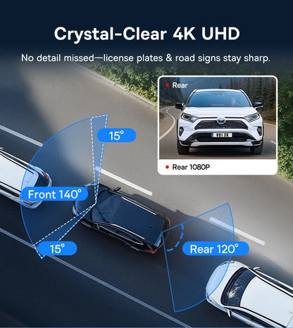 Baseus 4K Dash Cam VD1 Pro Front and Rear UHD Car Camera for SONY Sensor Supercapatior Night Vision WiFi6 DVR Video Recorder