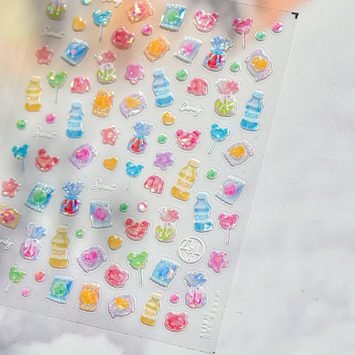 Colorful 5D Happy Birthday Nail Art Sticker Cake Candle Numbers Musical Note Cute Bear Stars Cherry Self Adhesive Manicure Decal