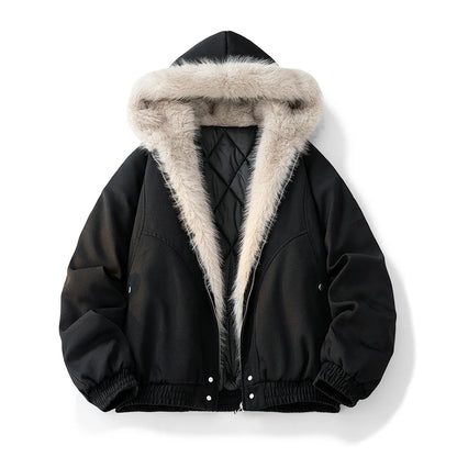 Camouflage Thick Parkas Winter New High Quality Men's Solid Color Wool Collar Anti Cold Parkas Comfortable Men's Cotton Jacket
