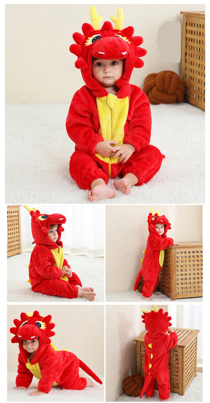 Baby Clothes Winter Pajamas Flannel Thermal Pijamas for Toddler Kids Boys Girls Squirrel Cow Onesies Infant Jumpsuit Pyjamas