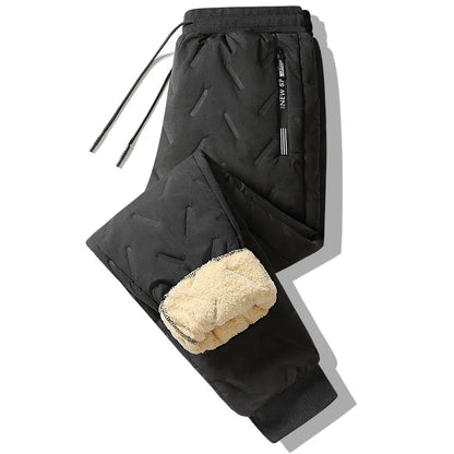 Winter Sweatwear Men Plush Thick Fleece Sweatpant Lambswool Thermal Trousers Casual Pants Waterproof Windproof Warm Pants
