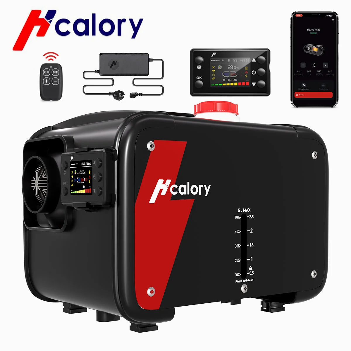 Hcalory HC1-H 8KW Diesel Air Heater 12V All in One Parking Heater with 1.5M Extension Cable Wire, Portable Diesel Heater with Auto Start Stop for Car Truck RV Camper Boat Indoor Outdoor Use