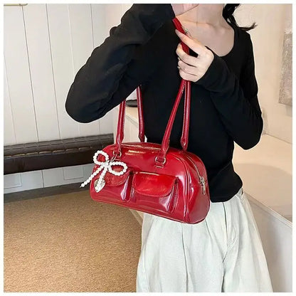 Fashionable Underarm Bow Bag for Women 2024 Korean Edition New Simple Leisure Pillow Bag Trendy Versatile Shoulder Bag