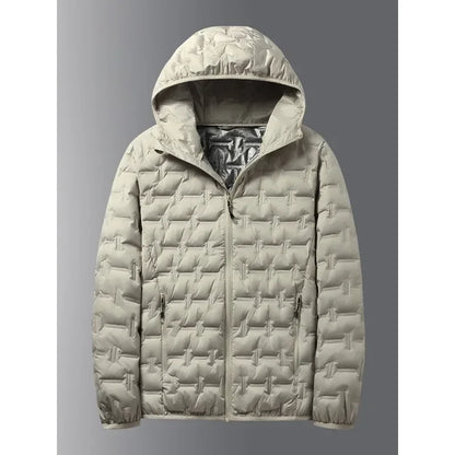 Winter white down jacket men's graphene self heating windproof pleated hooded down jacket casual warm down jacket men's coat