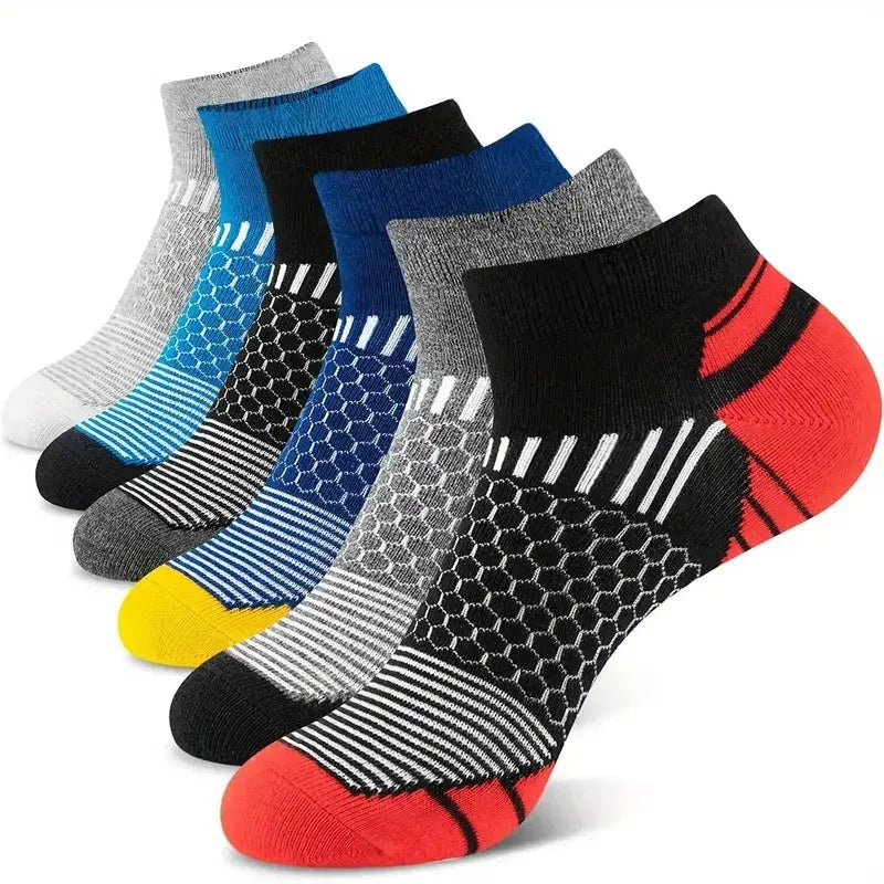 6 Pairs Men'S Short Sports Socks - Moisture-Wicking Breathable All-Season Athletic Low Tub Fashion Comfortable High-Quality
