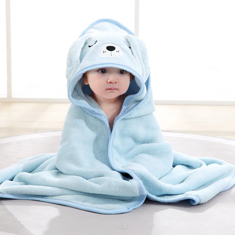 Baby Bath Towel Boy Girl Baby Towel Newborn With Hood Cartoon Coral Fleece Infant Towel Blanket Newborn Baby Bathrobe Infan