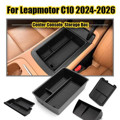 For Leapmotor C10 2024-2026 Center Console Lower Storage Box Armrest Storage Tray Organizer Auto Case Car Interior Accessories