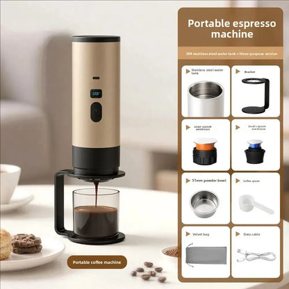 New Upgraded Version Outdoor Wireless Portable Espresso Machine Car Electric Heating Capsule Coffee Machine Suitable for Home