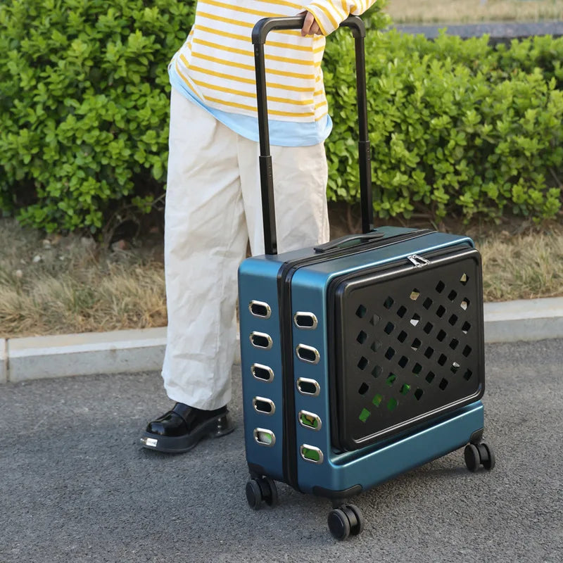 2026 Pet Trolley Luggage Portable Pet Outing Bag Transparent Space Cabin Pet Cart Handheld Cat Bag