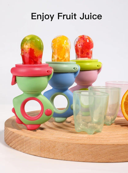 Rotating Push-type Food Grade Silicone Fruit and Vegetable Feeder For Infants Baby, Dinosaur Shape Toddlers Supplementary Food F