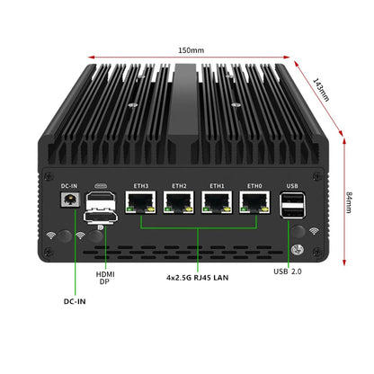 New Solid Firewall Appliance 12th Gen Intel Pentium Gold 8505 10G/1G SFP 4*2.5G RJ45 LAN 2*DDR5 NVMe Mini PC Proxmox ESXi Server