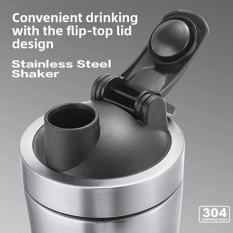 New Stainless Steel Cup Mixer Whey Protein Powder Sports Shaker Water Bottle Detachable Single Layer Outdoor Drink Kettle