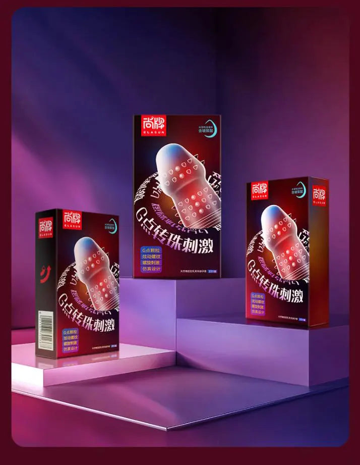 Elasun Condoms Delay for Men with Mustache Mutual Climax Orgasm Ribs Penis Sleeves for Men Delay Ejaculation G Spot Sex Toy