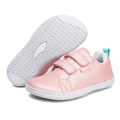 Boys Girls Barefoot Shoes Kids Wide Toe Minimalist Fashion Sneakers Lightweight Hook Loop Artificial Leather Walking Flats