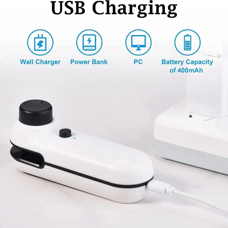 Rechargable  USB 2 In 1 Bag Mini Heat Sealer Storage Bag Plastic Package Snack Sealer Clip Bag Handheld Heat Sealer Bag 2026