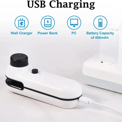 Rechargable  USB 2 In 1 Bag Mini Heat Sealer Storage Bag Plastic Package Snack Sealer Clip Bag Handheld Heat Sealer Bag 2026