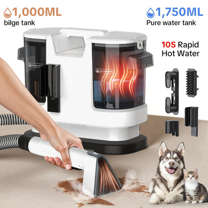 Lubluelu V8 Instant Heated Function Carpet Cleaner Machine 15Kpa Powerful Suction Hot Water Upgrade Portable Carpet Cleaning Machines for Pet Stains with Cleaning Tools & Self-Cleaning for Car/Couch/Rug/Spot