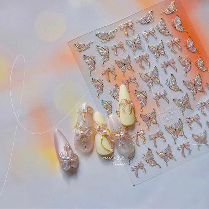 Jelly Butterfly 5D Nail Art Sticker Rhinestone Crystal Charming Shiny Insect Animals DIY Self Adhesive Decoration Manicure Decal