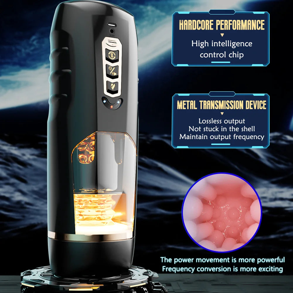Automatic Male Masturbator Telescopic Vibrator Heating Sexy Voice Suction Cup Electric Pocket Pussy Sex Toys For Men