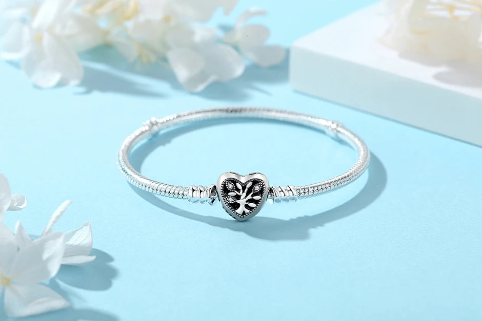 Original 925 Sterling Silver Bracelets Love Heart Moon Flower Butterfly Pave CZ Bracelets For Women DIY Jewelry Party Gift