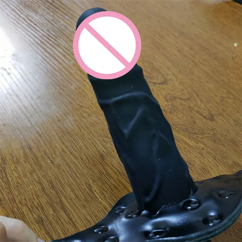 Leather Silicone Penis Mouth Gag,Dildo Gag,Double Penis Gag, Adult Bondage BDSM Restraint