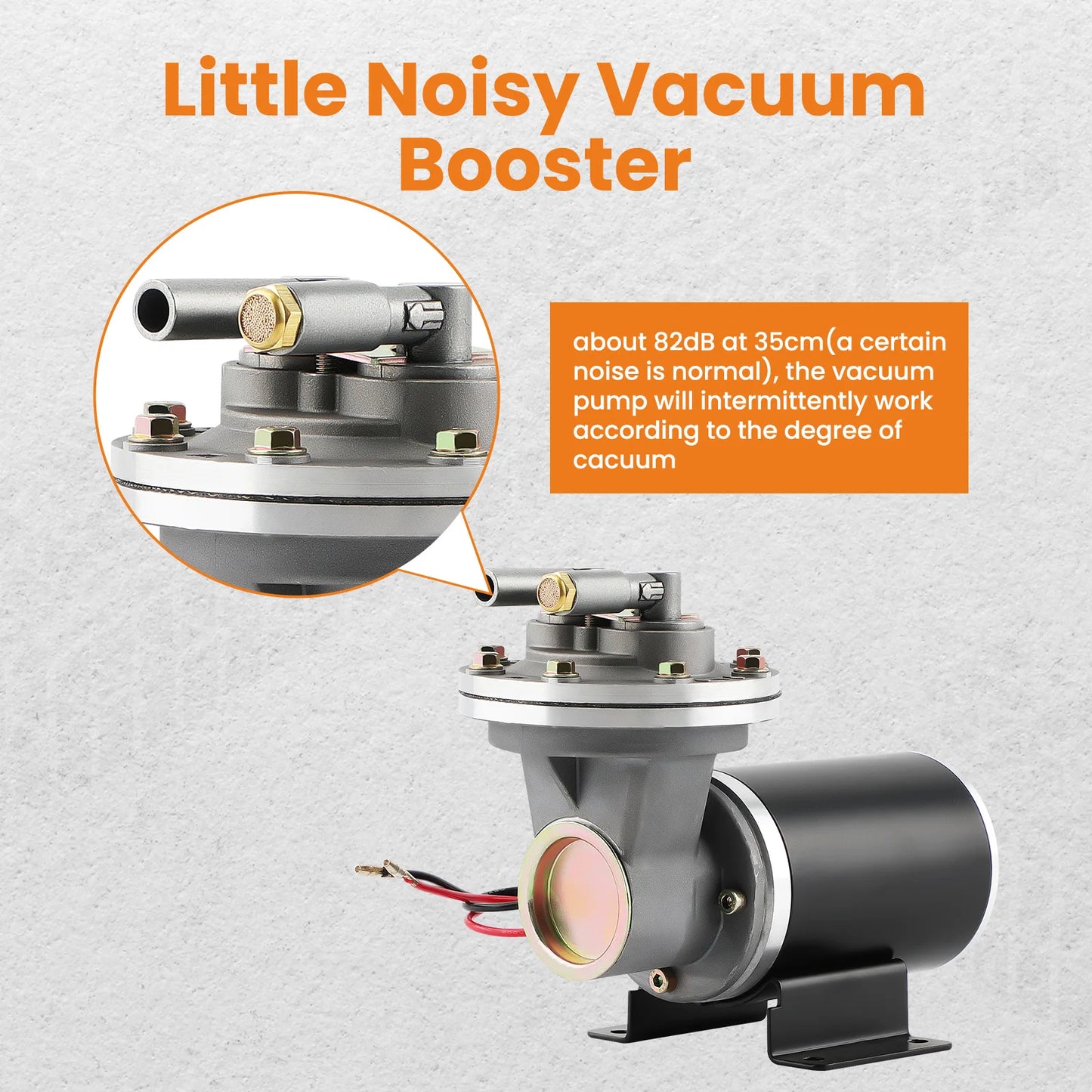 Electrical Vacuum Pump Kit  18" to 22" for Power Brake Booster with  relay vacuum pressure switch/ hose mounting hardware kit.