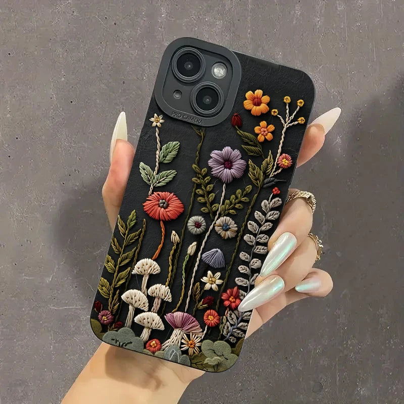 For iPhone 17 Air 16E 16 15 14 13 12 11 Pro Max Case Embossed Floral Pattern Painted Phone Cover For iPhone XS X XR 7 8 Plus SE2