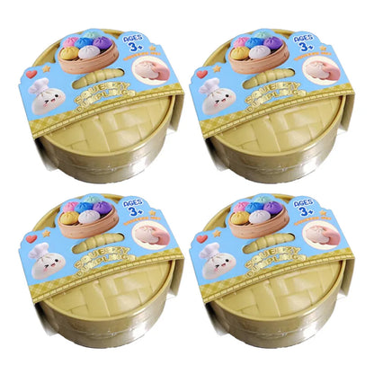 Colorful Dumpling Squishes Stress Balls Fidget Sensory Toys Simulation Food Squishies Bun with Steamer Squeeze Dough Ball Gifts