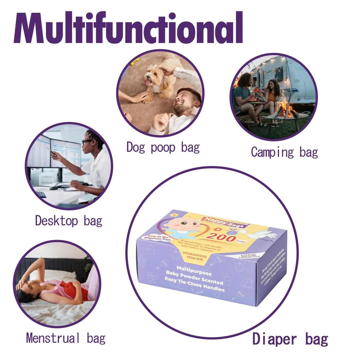 Portable Nappy Bags Disposable Scented Leak-proof Odor Removing Garbage Bag for Feminine Products Diaper Disposal Pet Waste Bags