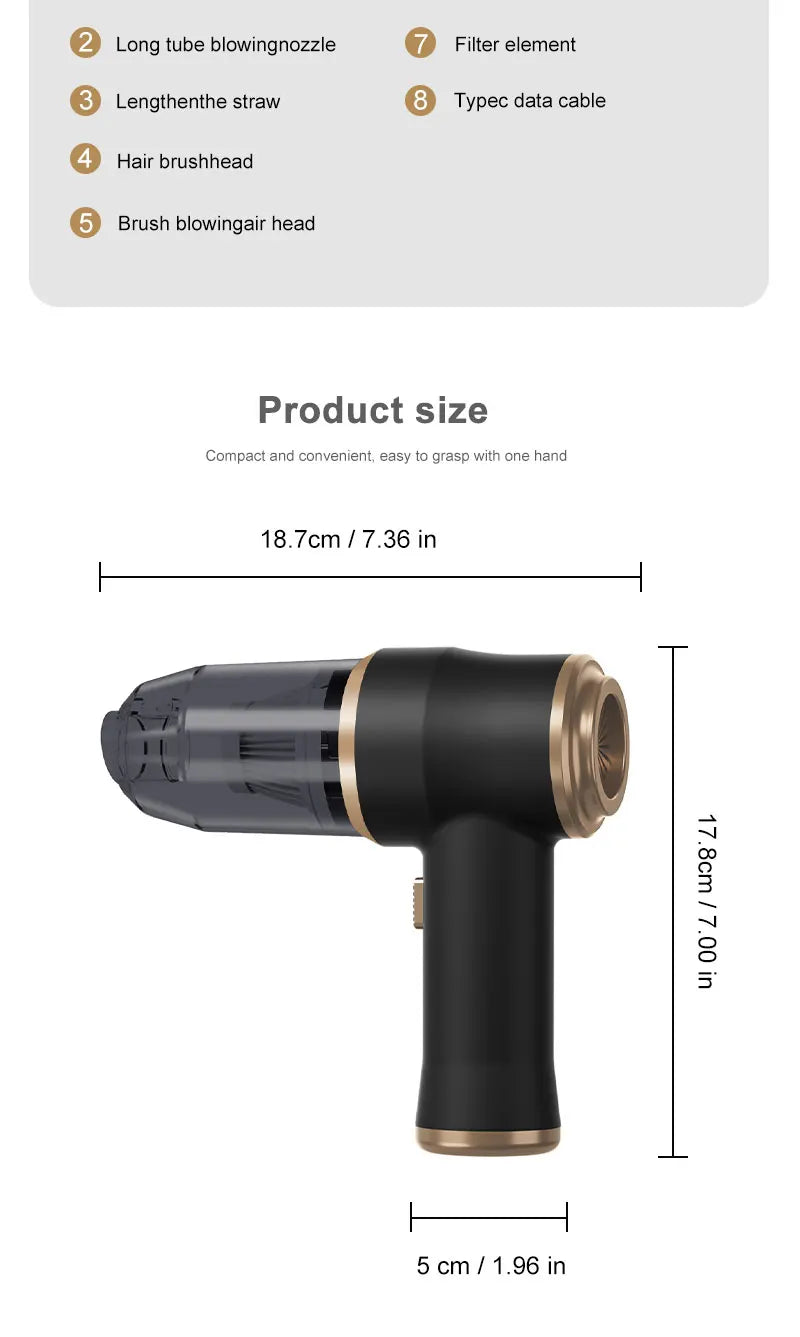 2in1 Handheld Vacuum Cleaner Blower Portable Cordless Car Vacuum Rechargeable Powerful Suction for Home Car Office Pet Hair Dust