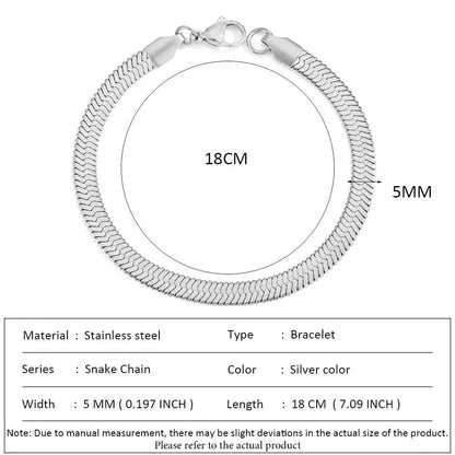 SUNIBI Classic Snake Chain Bracelets for Women Trend  Fashion Stainless Steel Cuban Chain Bracelet Trendy Woman Gifts Jewelry