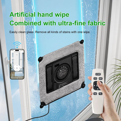 PuRuiKai Robot Window Cleaner,Dual Water Spray,With APP Control,High Vacuum Suction,Laser Sensor, Home Wall Glass Cleaning Robot