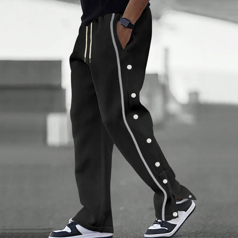 Autumn Men Sweatpants Fashion Sportswear Drawstring Straight Track Pants Casual Loose Trousers breasted Breathable quick drying