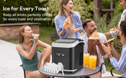 LOEFME Portable Ice Maker 1.4L 12kg/24H Fast Ice Cube Machine Self Cleaning Countertop Ice Maker for Home Kitchen Office Camping RV Party Bar Automatic Ice Making Machine Low Noise Energy Saving Easy Operation Large Capacity