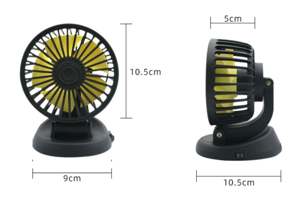 Car Fan 360° Adjustable 3 Head Air Fan Automotive Electric Fan USB/12V/24V Fan 2 Speeds Car Silent Fan For Home Desk Office&Car