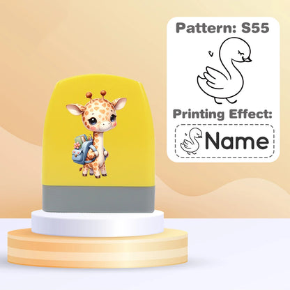 Cartoon Giraffe Customized Name Stamps for Kids,Personalized Waterproof Stamp for Clothing Name Seal for Student&Child