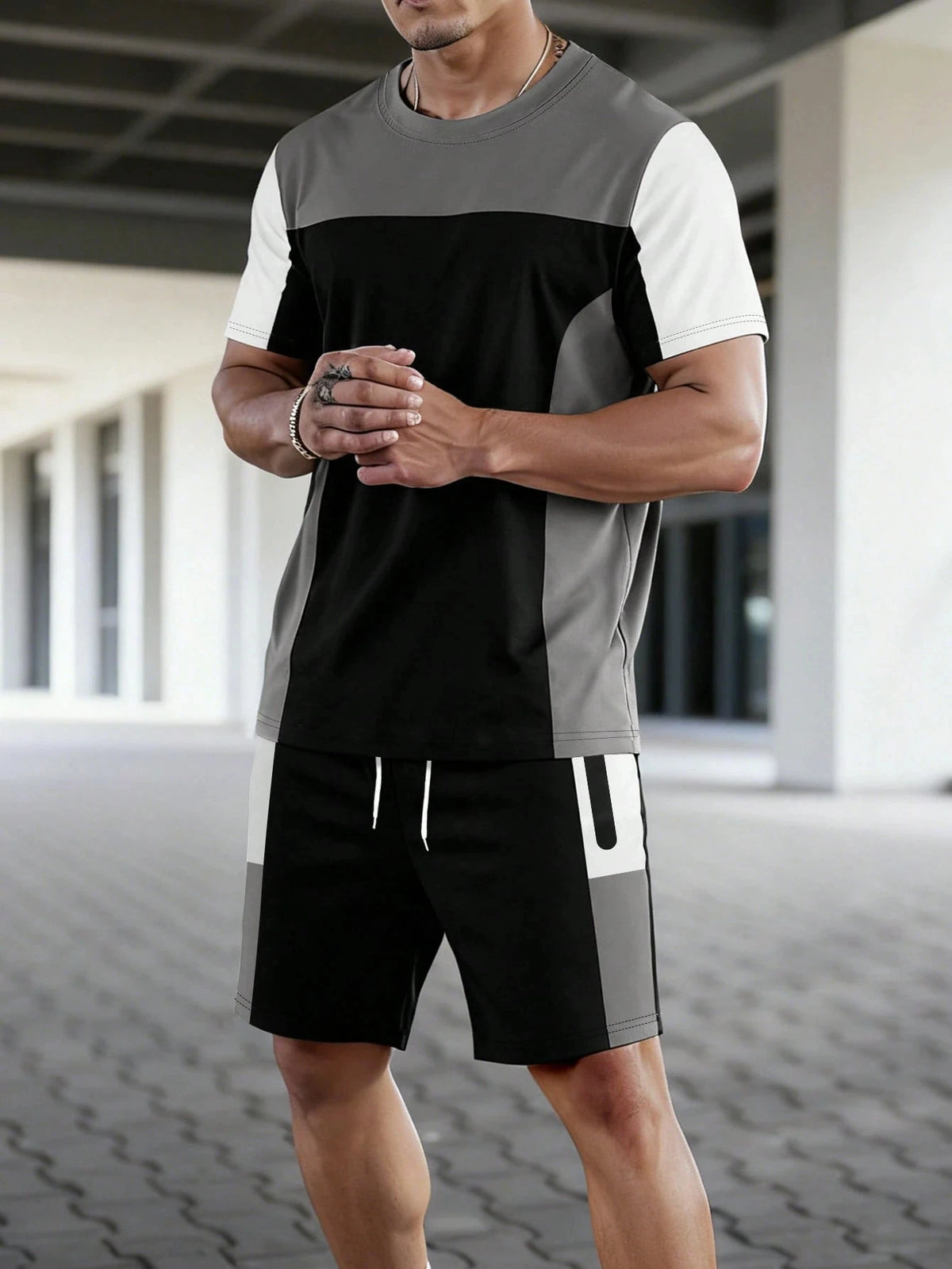 2026 Summer New Arrival Men's Letter Print Short-Sleeve T-Shirt Stylish Mens Shorts Set Vacation Beach Casual T-Shirt Summer Top