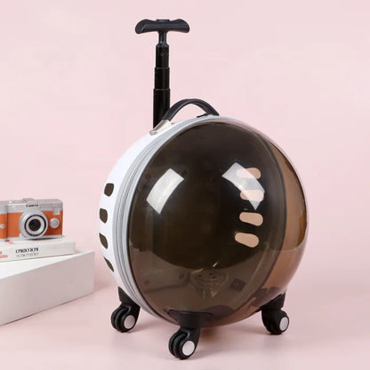 Custom Luxury Transparent Capsule Pet Travel Trolley New Strollers for Puppies Dogs Cats Comfortable Carriers Bag Wheel Trolley