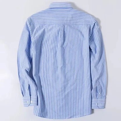 Basic Oxford Dress Shirt For Men Long Sleeve 100% Pure Cotton Solid  Casual Plaid Striped Social Business Male Regular-Fit S-6XL