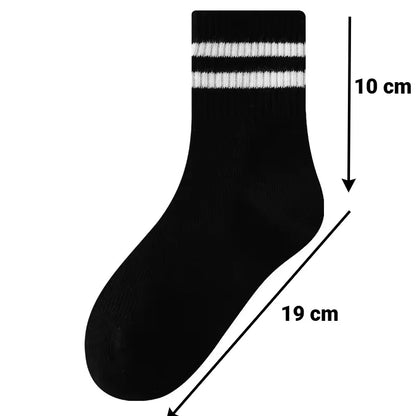 Autumn Winter Mens Mid Tube Socks Simple Casual Black White Striped Breathable High Quality Round Neck Socks