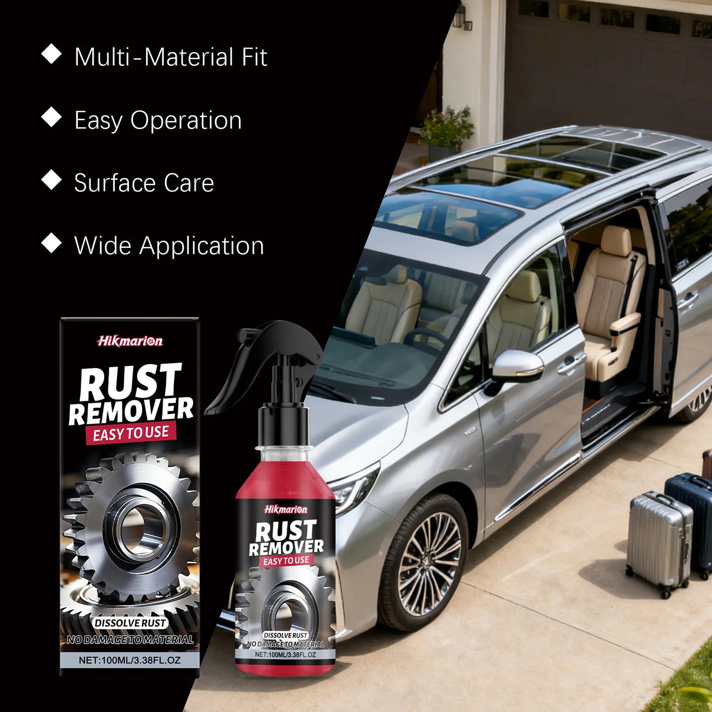 Multi Purpose Rust Converter Spray Lubricant and Degreaser for Rims Chains Metal Surfaces Cleaner Vehicle Supplies