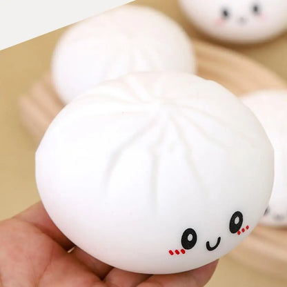 Colorful Dumpling Squishes Stress Balls Fidget Sensory Toys Simulation Food Squishies Bun With Steamer Dough Ball Gifts
