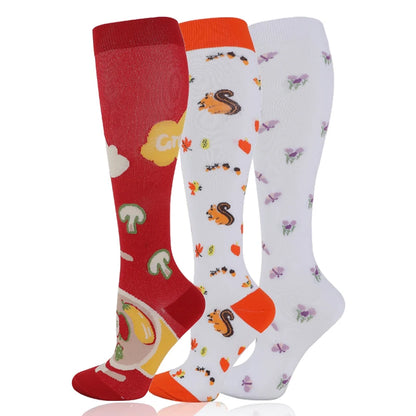 58 Styles 3 Pairs/Pack Compression Socks Knee High 30MmHg  Women Men Sports Socks Edema Diabetes Varicose Veins Running Socks
