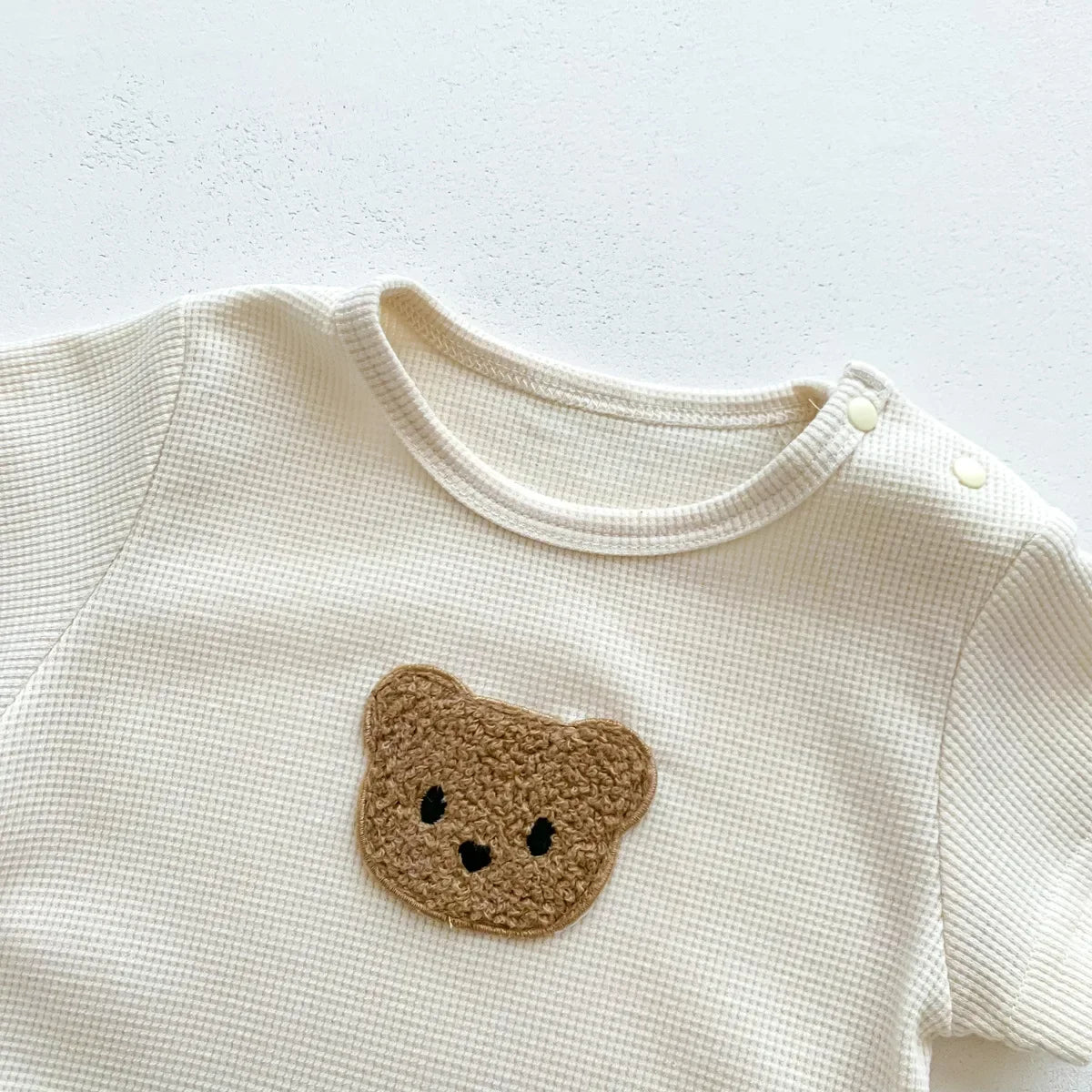 Cotton Romper Gift Hat with Ear New In Summer Kids Baby Girls Boys Short Sleeve Waffle Patch Bear Infant Newborn Jumpsuits