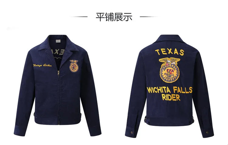 2026 Spring/Summer American Retro Workwear Long-Sleeved Farmer's Coop Jacket for Male Youth - High-end Trendy Corduroy Coat