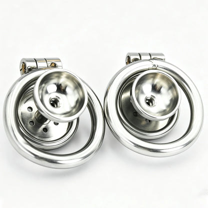 Urethral Inverted Negative Male Chastity Lock Flat Cock Cage with Metal Urethral Catheter for Couple Men Penis Ring Bondage BDSM