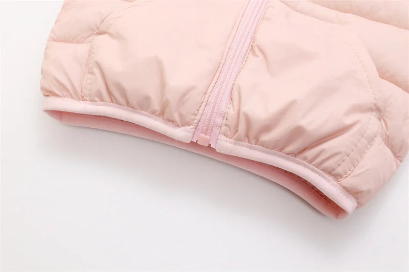 2024 Kid's Solid Color Jacket Boys Hooded Zipper Down Cotton Coat Autumn Winter New Girls Thickened Casual Cute Outerwear 2-6Y